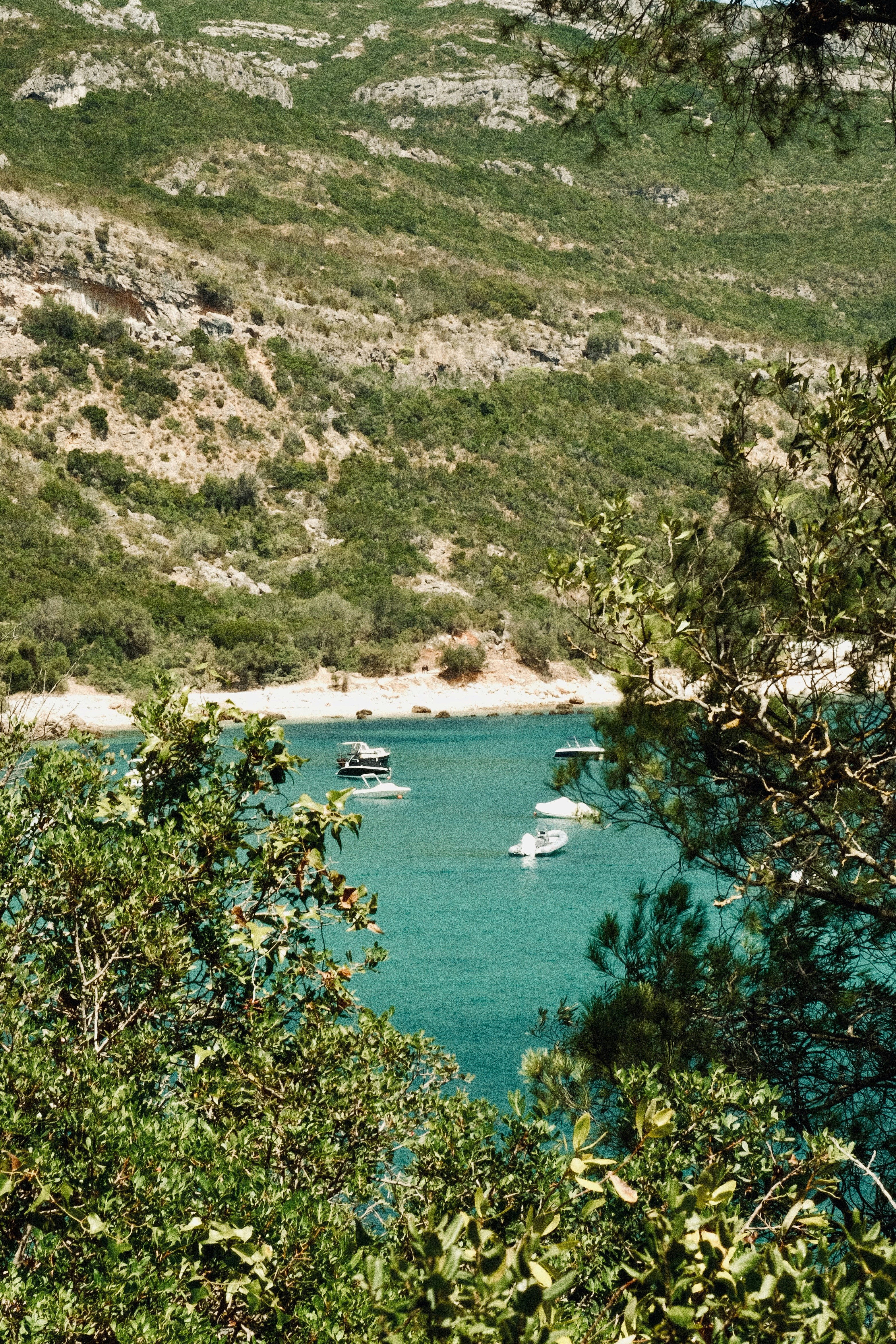 Praia da Figueirinha with Arrábida mountains